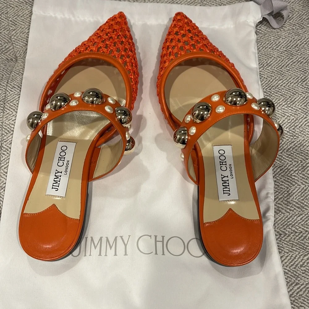 Jimmy Choo
Basette Raffia & Leather Flat - Picture 2 of 8